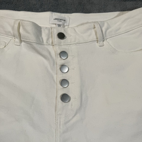 Anniewear Jeans High Rise Wide Leg Cropped Stretch White Button Fly Denim XXL - Picture 5 of 8